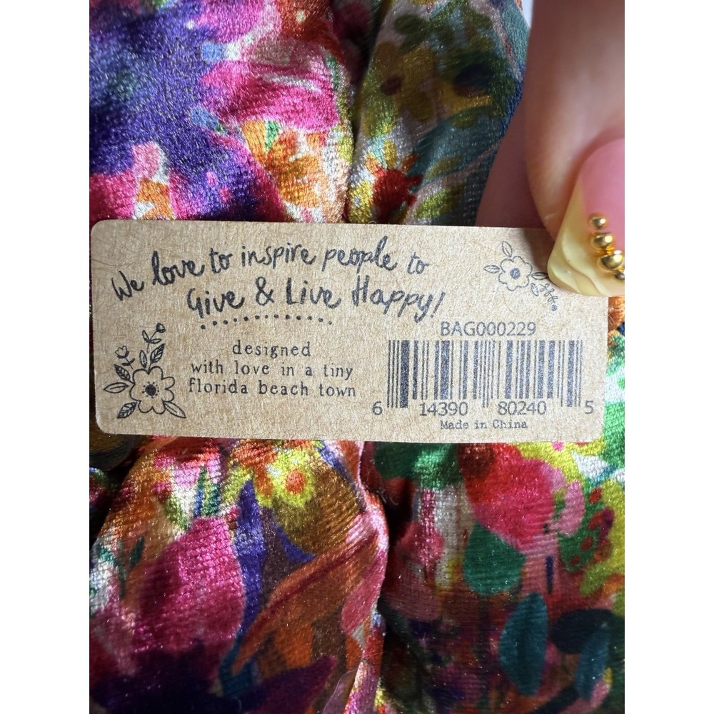 Natural Life Velvet Fit-It-All Large Floral Quilted Puffy Bag Boho Hippie NWT - Picture 7 of 10